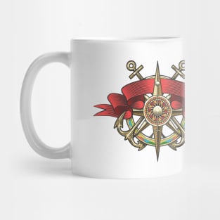 Wind Rose and Anchor Colorful Nautical Mug